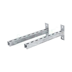 Stainless steel air-conditioner bracket with multiple mounting holes for secure installation of HVAC units.